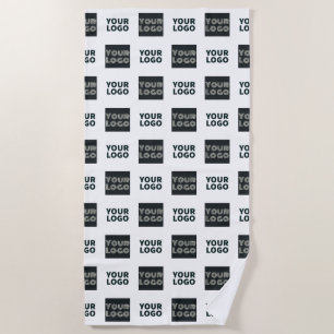 2 Logos Simple Repeating Logos White Beach Towel
