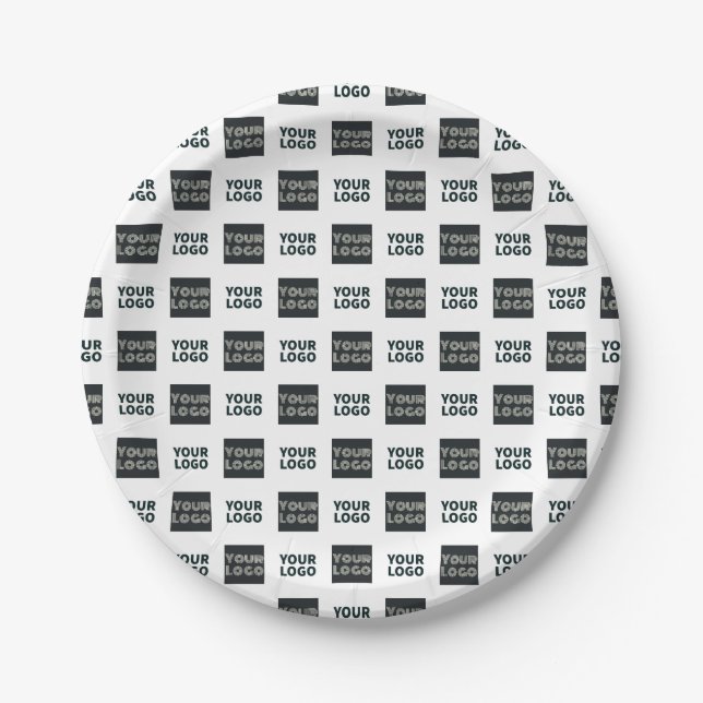 2 Logos Simple Repeating Logos | White Paper Plate (Front)