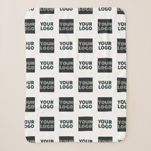 2 Logos Simple Repeating Logos White Sherpa Blanket