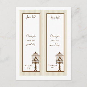 2 Love Birds Tan/Brown Wedding Bookmarks Postcard