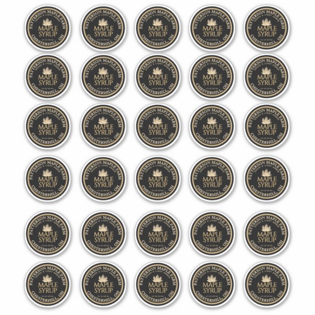 2" Maple Syrup Gold Leaf on Black Waterproof St (Front)