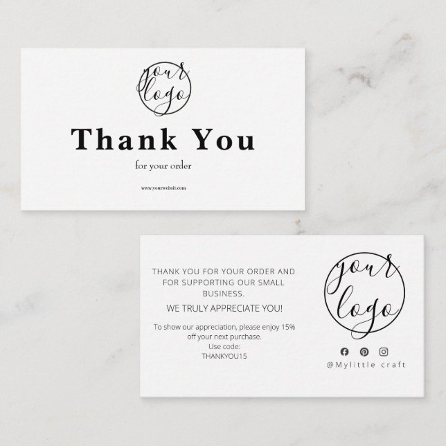 2. Modern Business Thank You Card Packaging Insert (Front/Back)