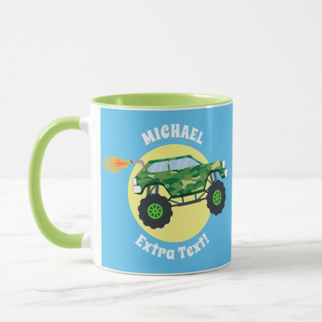 2 Monster Trucks, Name & Message Mug (Left)