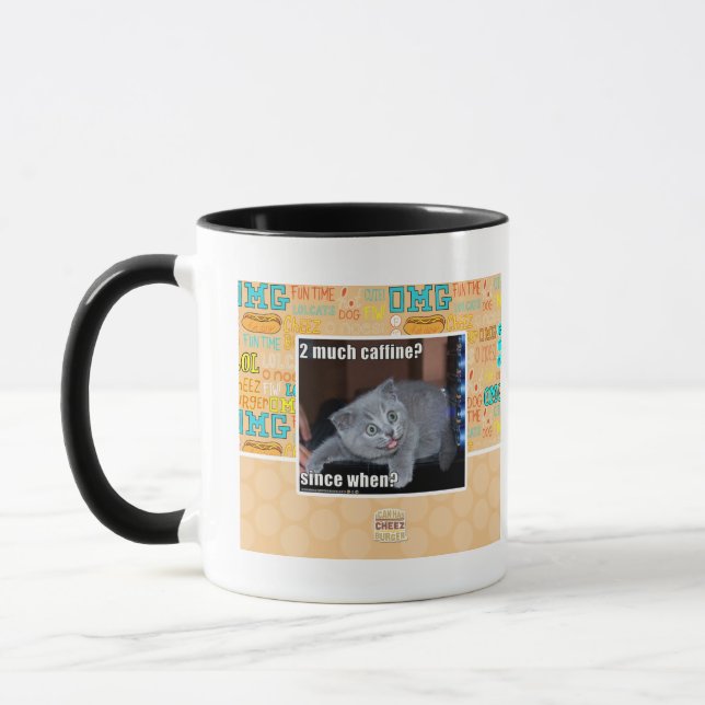 2 much caffine? mug (Left)