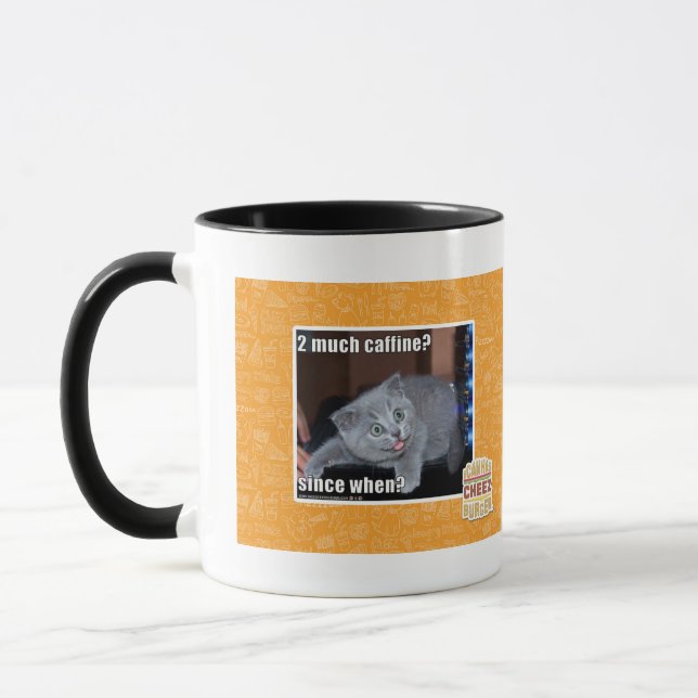2 much caffine? mug (Left)