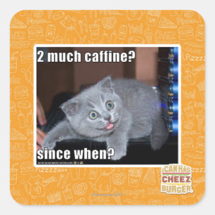 2 much caffine? square sticker