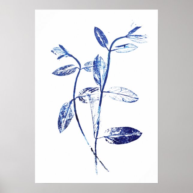 2 navy blue honeysuckle  leafs arts  poster (Front)