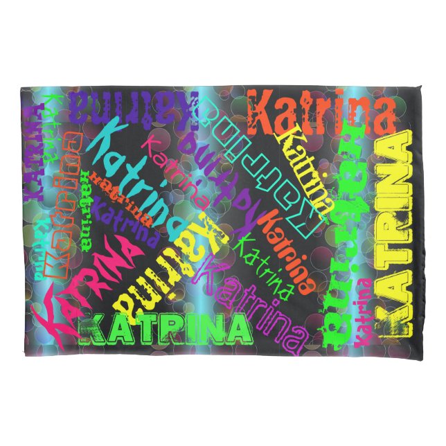 2 Neon Name Collage Pillow Cases Custom (Front-Left)