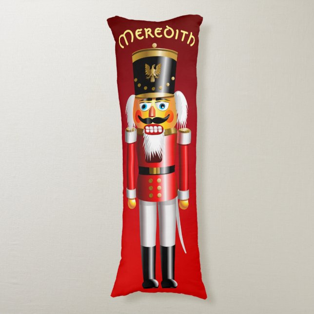 2 Nutty Xmas Nutcracker Toy Soldiers Body Cushion (Front Vertical)