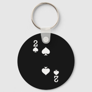 2 Of Spades Playing Card Halloween Costume Dark Key Ring