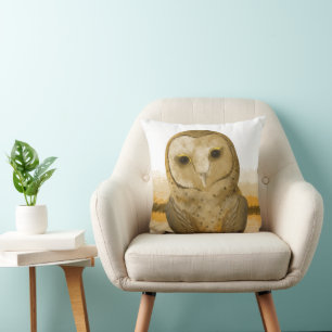 2 Owls, Rustic Brown Beige Caramel Cushion
