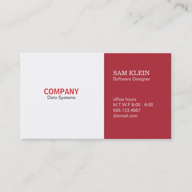 2 Panel Cardinal Red Business Card (Front)