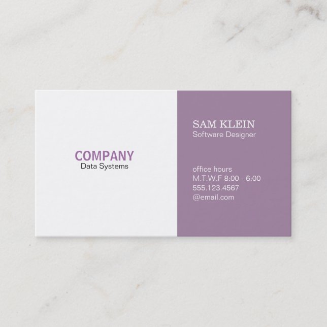 2 Panel Lilac Business Card (Front)