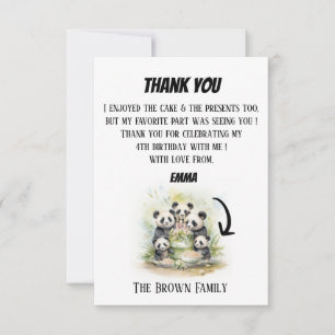 2 Parents 3 Kids - Watercolor Family Birthday Thank You Card