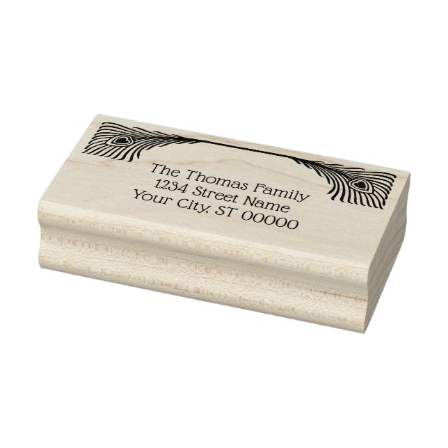 2 Peacock Feathers Art Nouveau Rubber Stamp (Stamp)