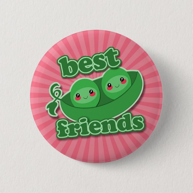 2 PEAS  BEST FRIENDS 6 CM ROUND BADGE (Front)