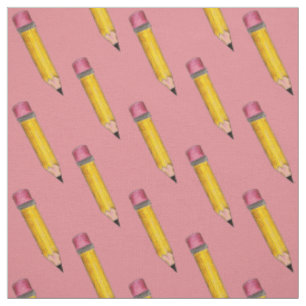 #2 Pencil Sharp Pink Yellow School English Teacher Fabric