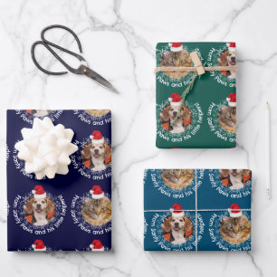 2 Pet Photo Santy Paws Little Helpers Santa Hat Wrapping Paper Sheet