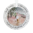 2 Photo 1st Christmas Engaged Elegant Faux Marble