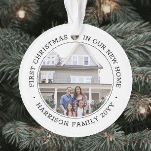 2 Photo 1st Christmas Housewarming Black and White Ornament