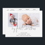 2 Photo 2026 Calendar Baby First Christmas Holiday Card<br><div class="desc">2 Photo 2026 Calendar Baby First Christmas. Available digitally and printed. Celebrating your new arrival along with your festive greetings. My First Christmas is on a set modern script. Easily replace the sample two images with your own and personalise with your names on the front and happy new year greeting...</div>