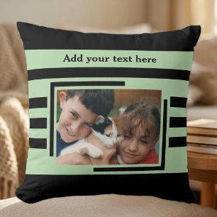 2 photo add text black green cushion
