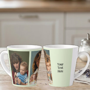 2 photo add text white green latte mug