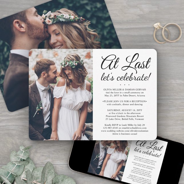 2 Photo At Last Marriage Celebration Wedding Invitation (Creator Uploaded)