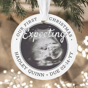2 Photo Baby Ultrasound Parents Expecting Modern Ornament