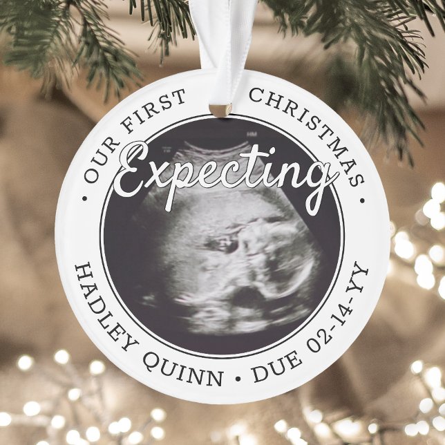 2 Photo Baby Ultrasound Parents Expecting Modern Ornament (Creator Uploaded)