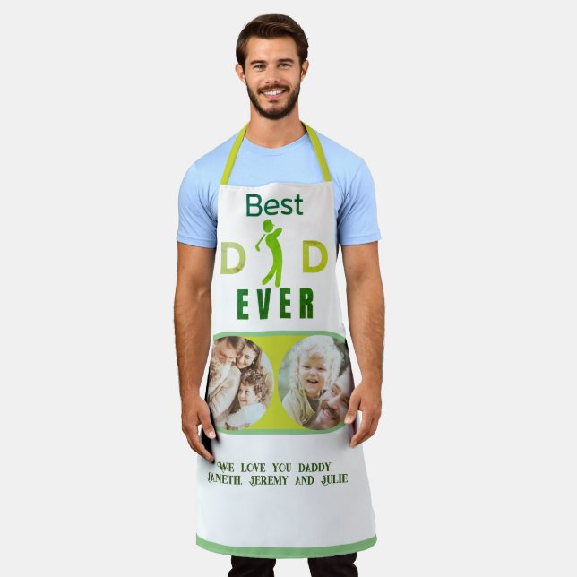  2 Photo Best Dad Ever Collage Modern Fathers Day Apron (Worn)