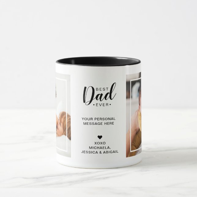 2-Photo 'Best Dad Ever' Message & Names Mug (Center)