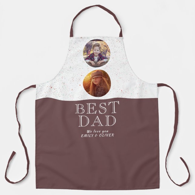 2 Photo Best Dad Father Father`s Day Keepsake Apron (Front)