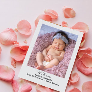 2 photo Birth Announcement card   Newborn card