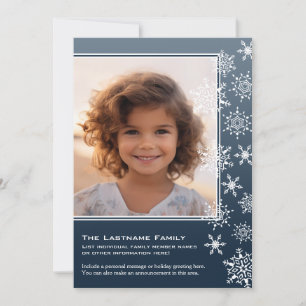 2 Photo Blue Vintage Snowflakes Funky Holiday Card