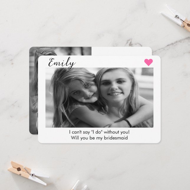 2 Photo Bridesmaid or Maid of Honour Proposal  Invitation (Front/Back In Situ)