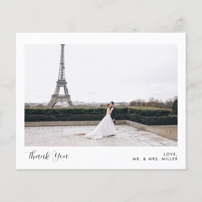 2 Photo Calligraphy Wedding Thank You Card (Front)