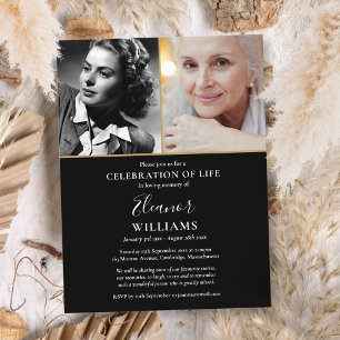 2 Photo Celebration of Life Funeral Invitation