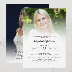 2-Photo Celebration of Life/Funeral/Memorial Invitation