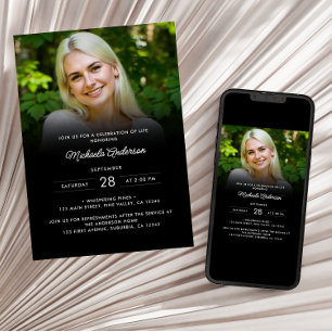 2-Photo Celebration of Life/Funeral/Memorial Invitation