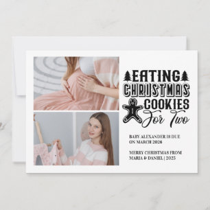 2 Photo Christmas Cookies for 2 Pregnancy  Holiday Card