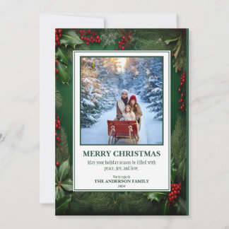 2 Photo Christmas Foliage Holiday Card