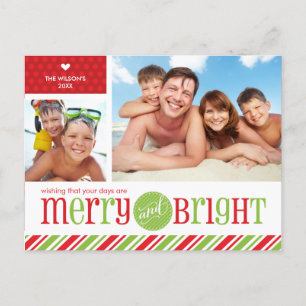 2 PHOTO CHRISTMAS POSTCARD :: merry & bright 3