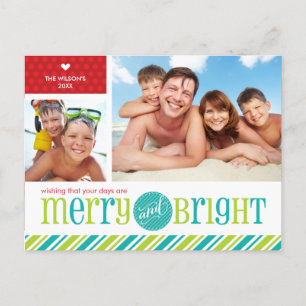 2 PHOTO CHRISTMAS POSTCARD :: merry & bright 4