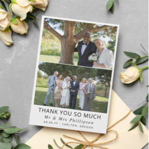 2 Photo Clean Font Later In Life Wedding Thank You Card