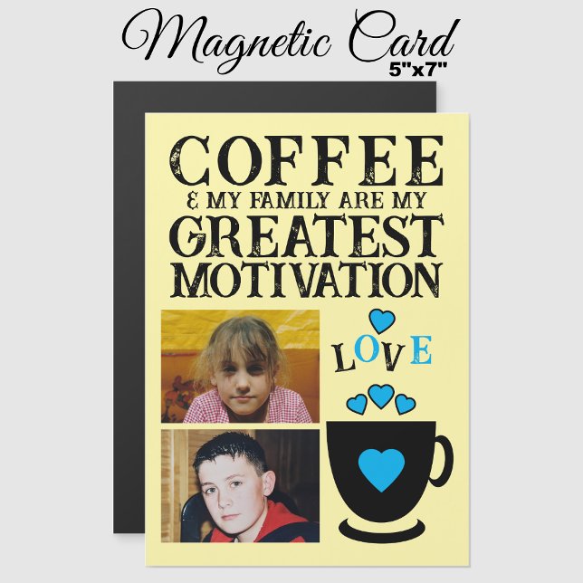 2 photo coffee and family blue magnetic card (Creator Uploaded)