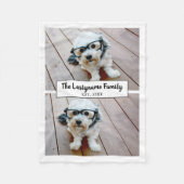 2 Photo Collage Add Family Name and Wedding Date Fleece Blanket (Front)