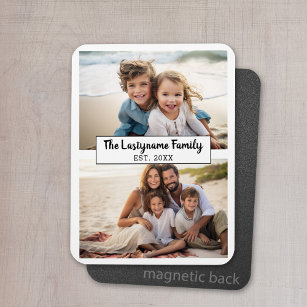 2 Photo Collage Family Name CAN EDIT COLOR Magnet