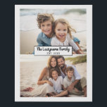 2 Photo Collage Family Name - Horizontal Pics Faux Canvas Print<br><div class="desc">Use up to two horizontal or selfie phone photos to create a unique and personal gift. If you need to adjust the pictures,  click on the customise tool to make changes.</div>