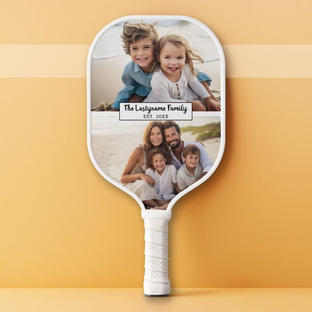 2 Photo Collage Family Name - Horizontal Pics Pickleball Paddle (Custom Pickleball Paddle)